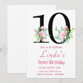 Magnolia Verjaardag Uitnodiging, 10e Verjaardag Kaart (Voorkant / Achterkant)