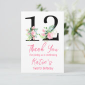 Magnolia Verjaardag Uitnodiging, 12e Verjaardag Bedankkaart (Staand voorkant)