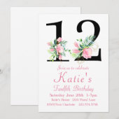 Magnolia Verjaardag Uitnodiging, 12e Verjaardag Kaart (Voorkant / Achterkant)