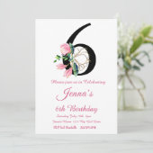 Magnolia Verjaardag Uitnodiging, 6e verjaardag Kaart (Staand voorkant)