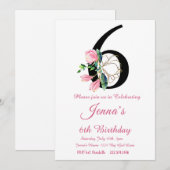 Magnolia Verjaardag Uitnodiging, 6e verjaardag Kaart (Voorkant / Achterkant)