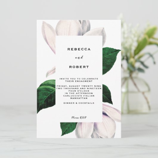 Magnolia verlovingsfeest uitnodiging (Staand voorkant)