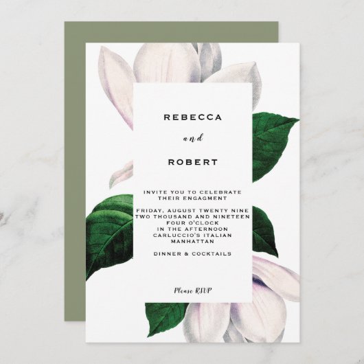 Magnolia verlovingsfeest uitnodiging (Voorkant / Achterkant)
