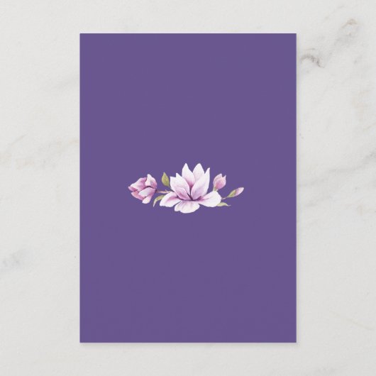 Magnolia Violet Bloemen Bruiloft Informatie Kaarte Informatiekaartje (Achterkant)