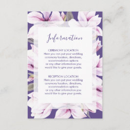 Magnolia Violet Bloemen Bruiloft Informatie Kaarte Informatiekaartje