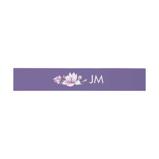 Magnolia Violet Monogram Bloemen Bruiloft Uitnodigingen Wikkel (Vlak)