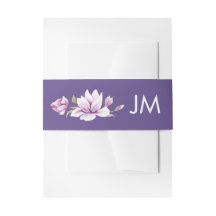 Magnolia Violet Monogram Bloemen Bruiloft