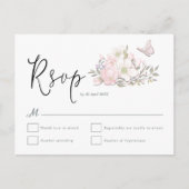 Magnolia Vlinder Waterverven Script Wedding RSVP Briefkaart (Voorkant)