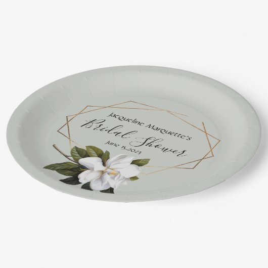 Magnolia Vrijgezellenfeest met Gold en Sage Papieren Bordje (Gekanteld)