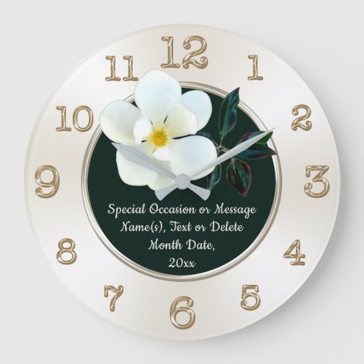 Magnolia Wall Clock, persoonlijke cadeautjes voor  Grote Klok (Voorkant)