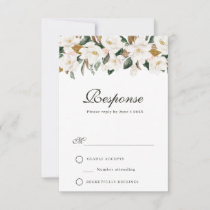 Magnolia watercolor bloemstuk RSVP kaart