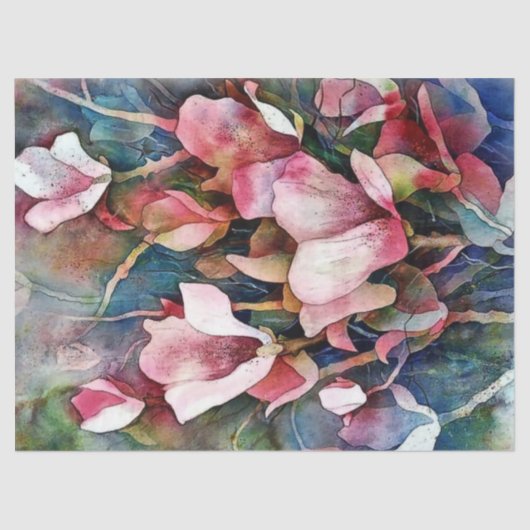 Magnolia Waterverf Art Decoupage Tissue Paper Tissuepapier (Voorkant)
