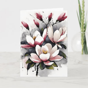 Magnolia - Waterverf bloemen Kaart