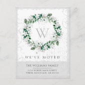 Magnolia Waterverf bloemenkrans Monogram verplaats Aankondigingskaart (Voorkant)