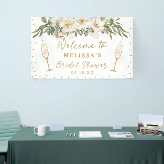 Magnolia Waterverf Champagne Glass Vrijgezellenfee Spandoek (Beurs)