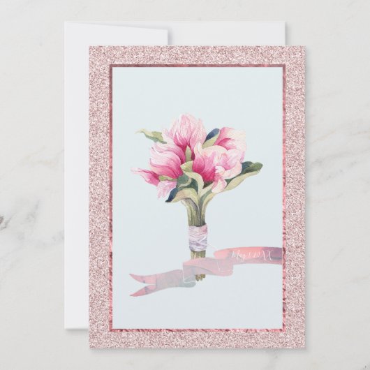 Magnolia Waterverf Crystal Pink Glitter Kaart (Achterkant)