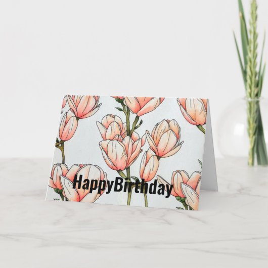 Magnolia waterverf kunst verjaardagskaart feestdagen kaart (Voorkant)