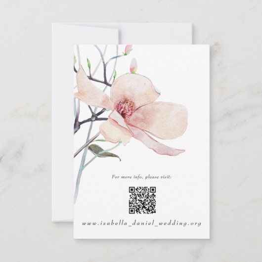 Magnolia Wedding Details Qr Code Enclosure Kaart (Achterkant)