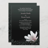 Magnolia Wedding Invitations Classic Floral Design Kaart (Voorkant / Achterkant)