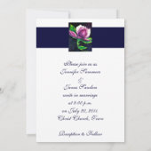 Magnolia Wedding Invitations Pink Navy Kaart (Achterkant)