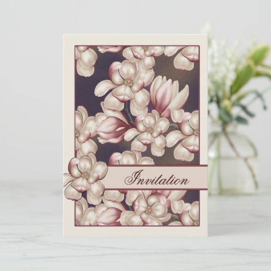 Magnolia Wedding Kaart (Staand voorkant)