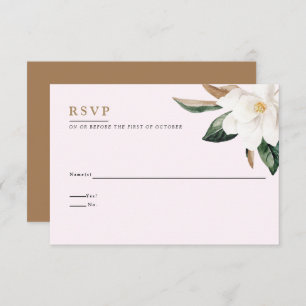 Magnolia Wedding Reply Card   Blush roze Kaart