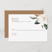 Magnolia Wedding Reply Card | wit Kaart (Voorkant / Achterkant)