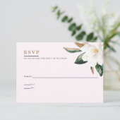 Magnolia Wedding Reply Kaart | Blush Pink (Staand voorkant)