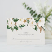 Magnolia Wedding RSVP Kaart (Staand voorkant)