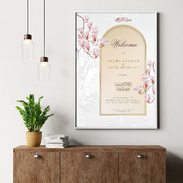 Magnolia Wedding Welcome Sign – Elegante boog Acryl Bord