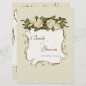  Magnolia wervelingen Damask bruiloft uitnodigen Kaart (Voorkant / Achterkant)