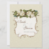 Magnolia wervelingen Damask bruiloft uitnodigen Kaart (Voorkant)