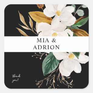 Magnolia White Floral Hartelijk dank - LACK Vierkante Sticker