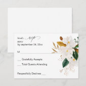 Magnolia White Floral no Meal RSVP (Voorkant / Achterkant)
