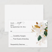 Magnolia White Floral no Meal RSVP Kaartje (Voorkant / Achterkant)