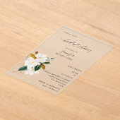 Magnolia White Floral Vrijgezellenfeest Acryl Uitnodigingen (Laagn)