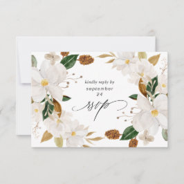 Magnolia White Floral w Meal RSVP Card