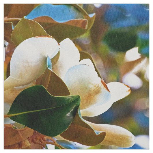Magnolia White Flowers Stof (Swatch)