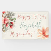 Magnolia Willow Bloemen Verjaardagsfeestje Muur Ba Spandoek (Horizontaal)