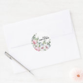Magnolia Wit Blush Roze Bloem Cupcake Toppers Ronde Sticker (Envelop)