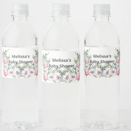 Magnolia wit roze blush personaliseren waterfles etiket