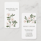 Magnolia Witte Bloem Branch Illustratie Wit Visitekaartje (Voorkant / Achterkant)