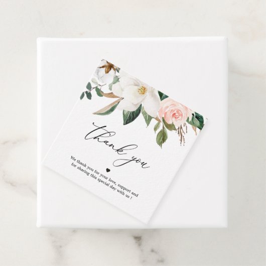 Magnolia witte en roze bedank kaartjes bedankjes labels (In situ)