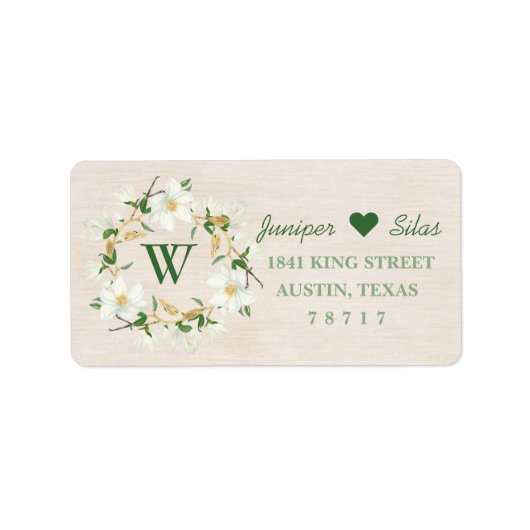 Magnolia Wreath Retouradreslabel Etiket (Voorkant)