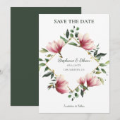Magnolia Wreath Save The Date (Voorkant / Achterkant)