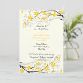 Magnolia yellow bloemen bruin doucheuitnodiging kaart (Staand voorkant)