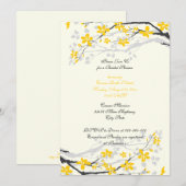 Magnolia yellow bloemen bruin doucheuitnodiging kaart (Voorkant / Achterkant)