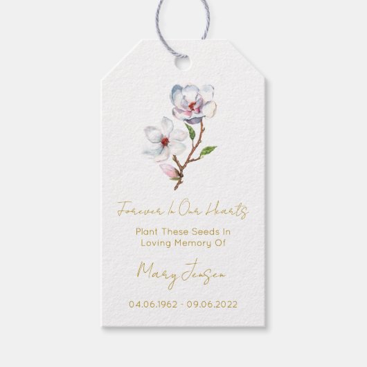Magnolia Zaadpakket Funeral Geschenklabels Cadeaulabel (Voorkant)