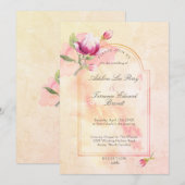 Magnolia Zonsondergang Perzik Aquarel Kaart (Voorkant / Achterkant)