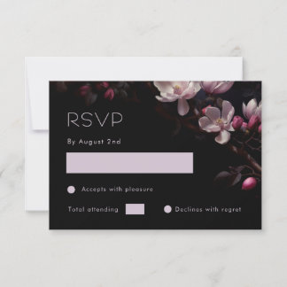 Magnolia Zwart Bloemmotief RSVP Kaartje